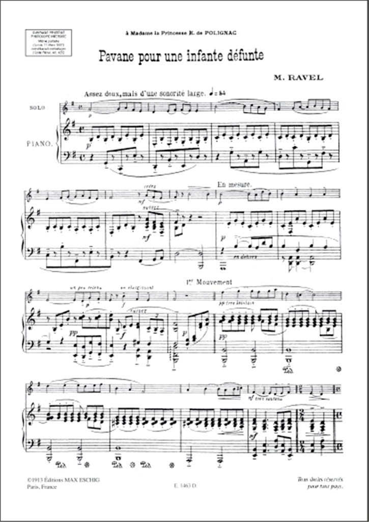 Pavane Pour Une Infante Defunte : Horn (Cor en Fa) & piano
