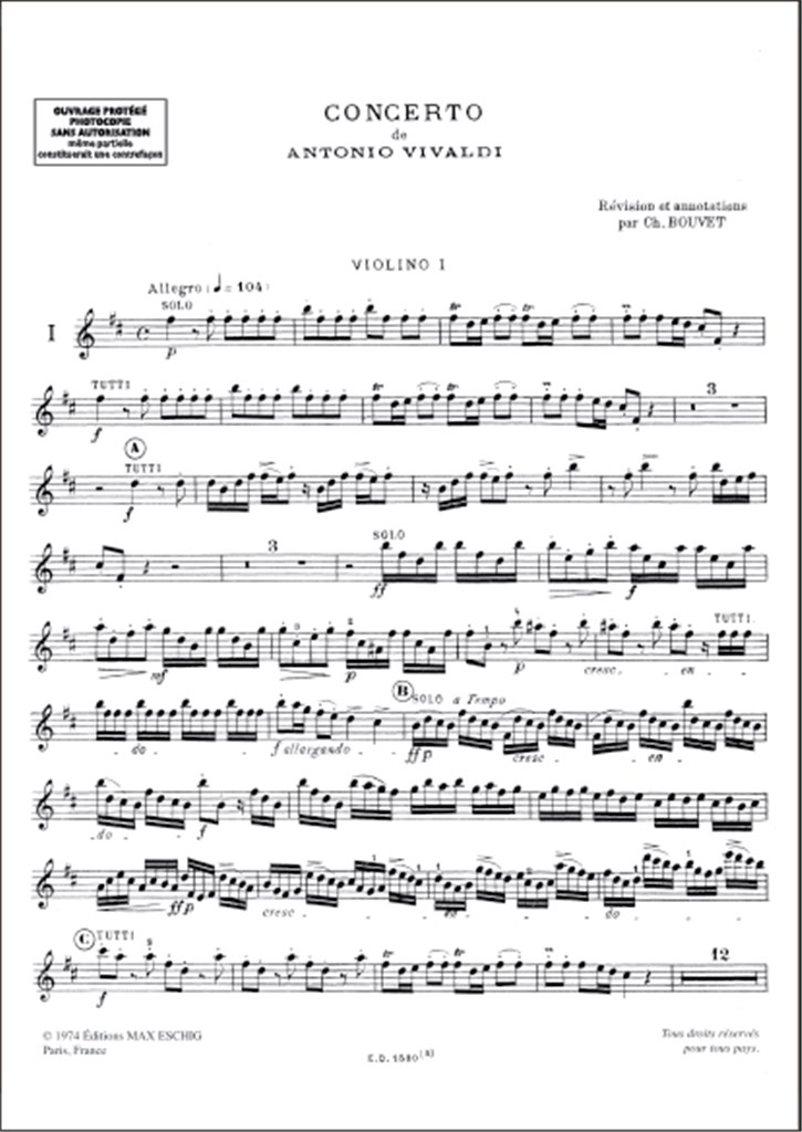 Concerto Op 3 N 10 4 Vl Violon 1