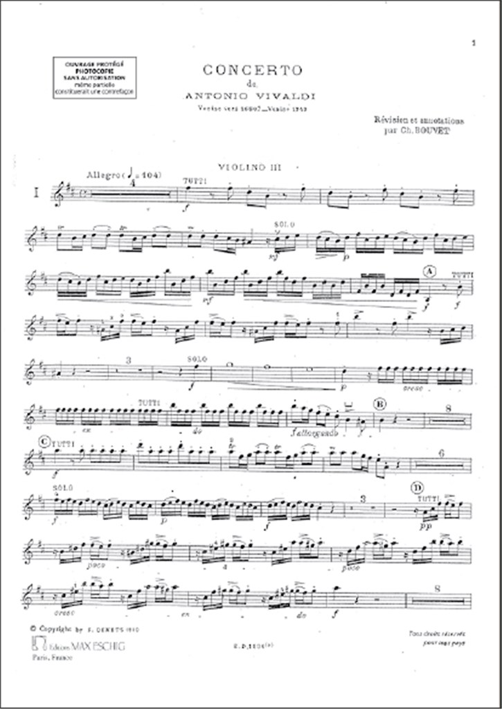 Concerto Op 3 N 10 4 Vl Violon 3
