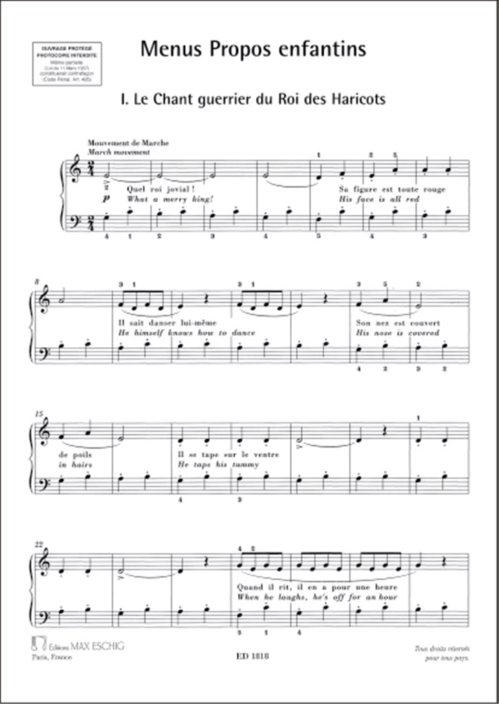 Menus Propos Enfantins : pour piano