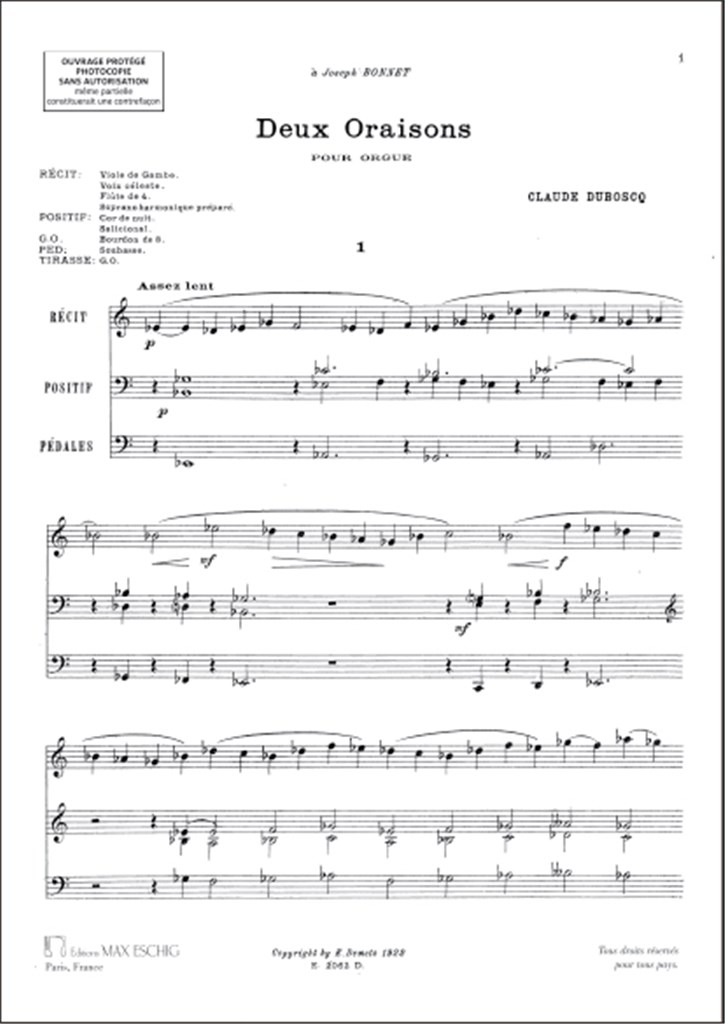 Dubosq 2 Oraisons Orgue