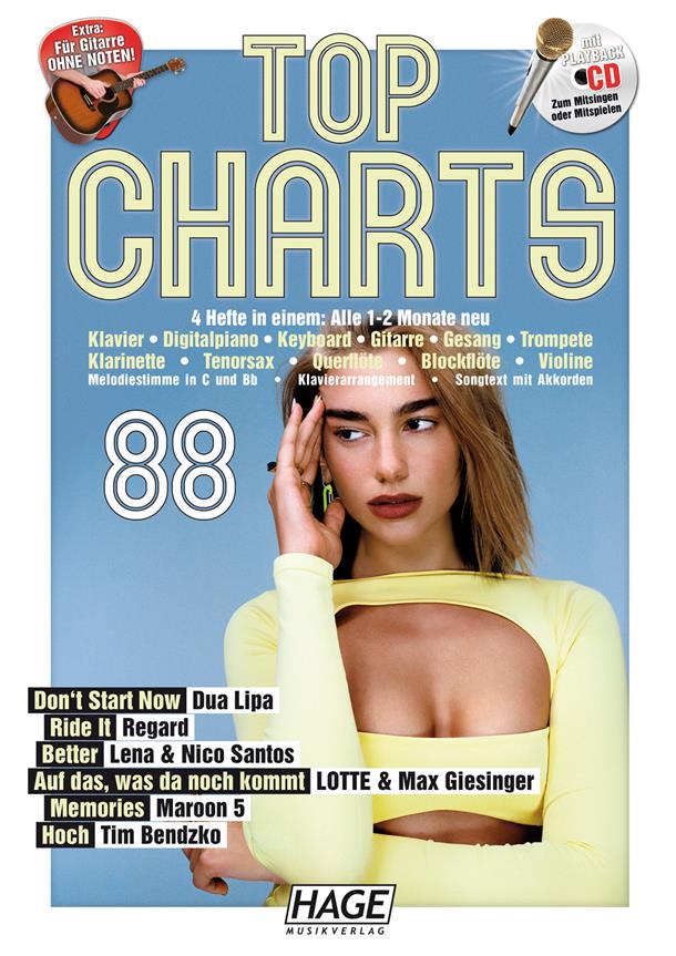 Top Charts 88 : Mit CD + Midifiles, USB-Stick
