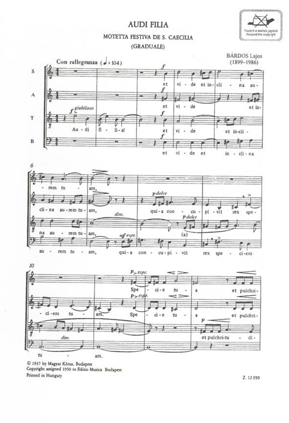 Audi Filia Motetta Festiva De S. Caecilia (Gradu