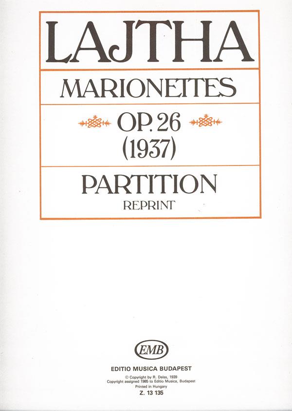Marionetten op. 26 : Suite für Flöte, Violine, Viola, Violoncello und Harfe