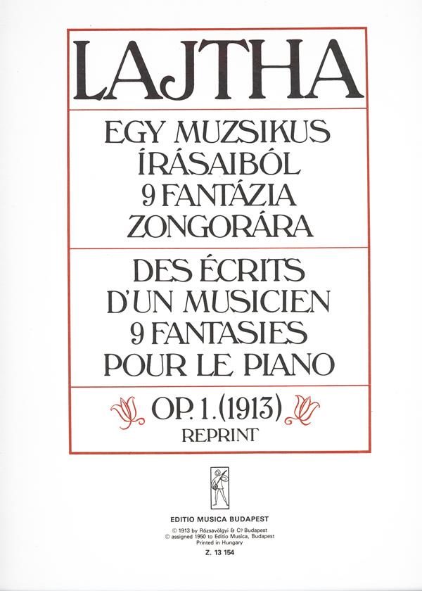 Des écrits d'un musicien : 9 fantasies