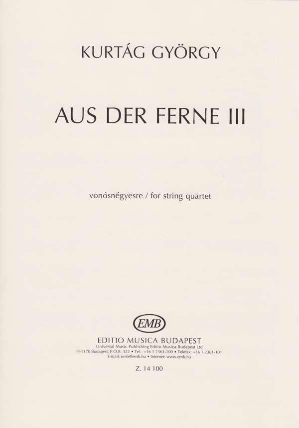Aus der Ferne III : for String Quartet