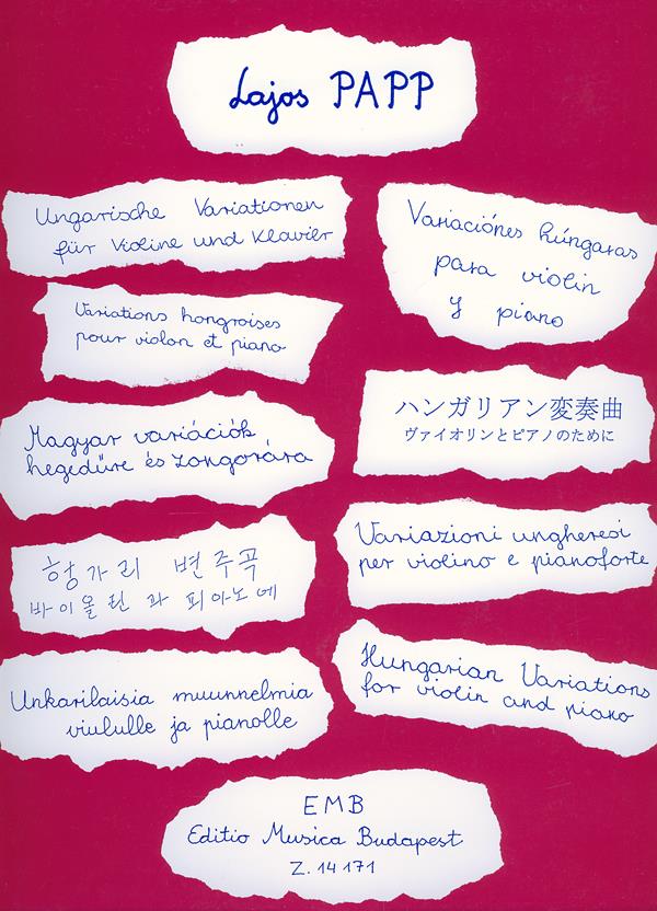 Ungarische Variationen - Hungarian Variations : für Violine und Klavier - for Violin and Piano