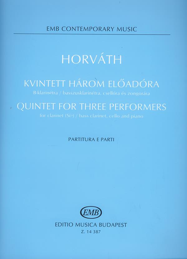 Quintet for three performers for clarinet (Sib) : for clarinet (Sib) - bass clarinet, cello and piano. Part. U. Sti.