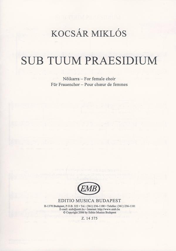 Sub tuum praesidium for female choir