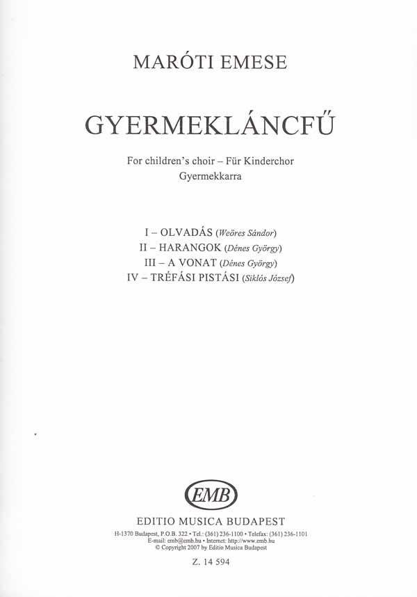 Gyermekláncfü for children's choir