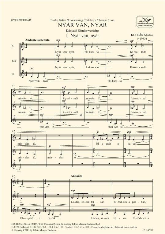Nyar van, nyar : for children's choir