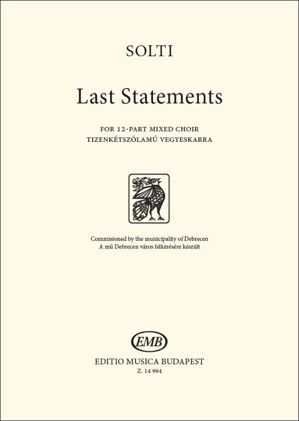 Last Statements : for 12-part mixed choir
