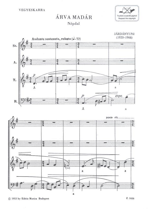 Árva madár. Folksong