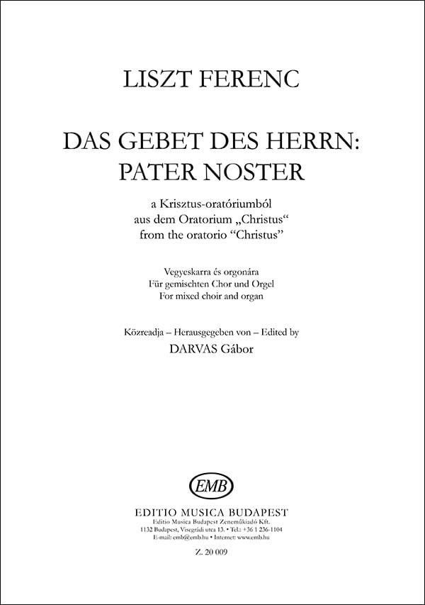 Das Gebet des Herrn: Pater Noster : from the oratorio Christus for mixed choir and organ