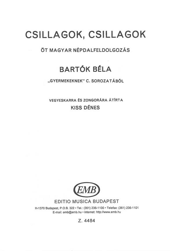 Csillagok, csillagok : from For Children' by Béla Bartók'