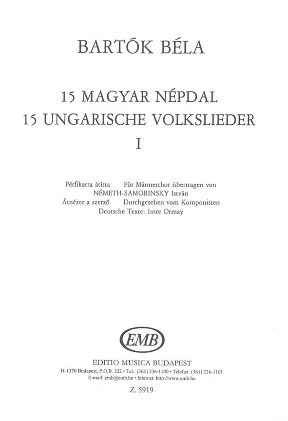 15 Ungarische Volkslieder I