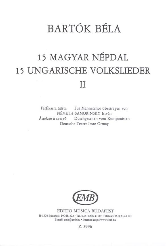15 ungarische Volsklieder