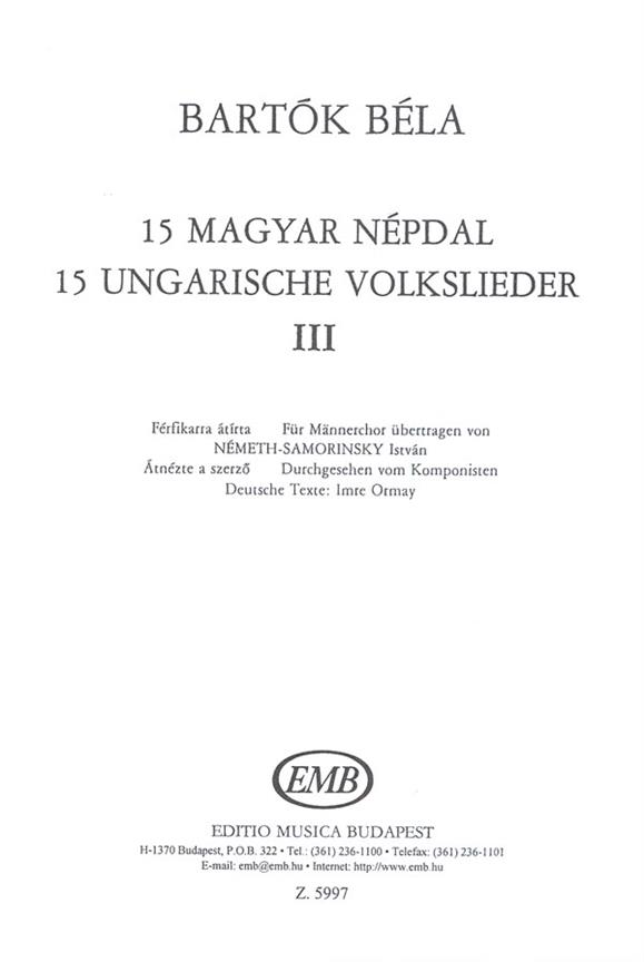 15 ungarische Volkslieder