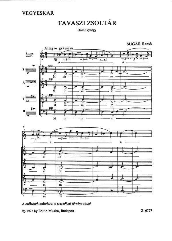 Tavaszi zsoltár : for sopran solo and mixed voices