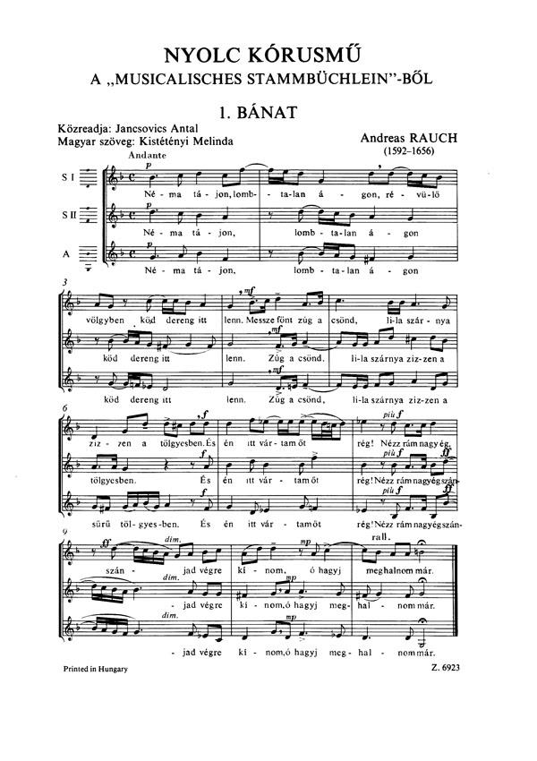 Nyolc kórusmű : a 'Musicalisches Stammbüchlein'-ből