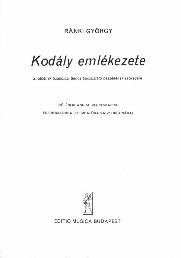 In memoriam Zoltán Kodály : (harpsichord or organ)