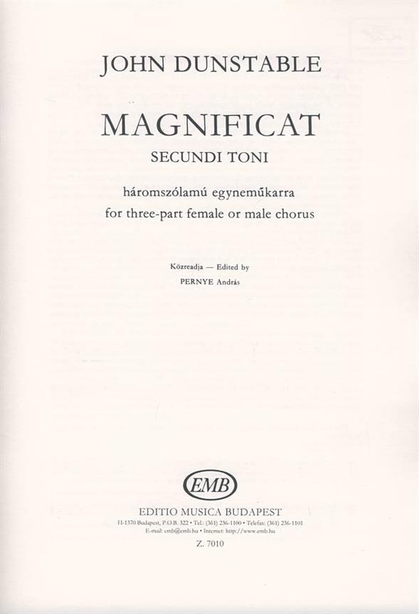 Magnificat Secundi Toni Für Dreistimmige Frauen-