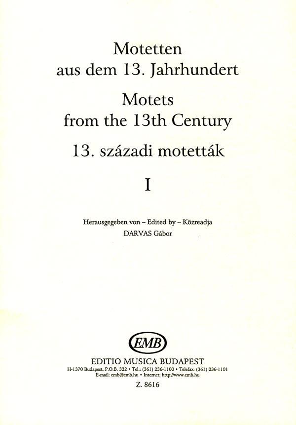 Motets from the 13th century, Vol. 1