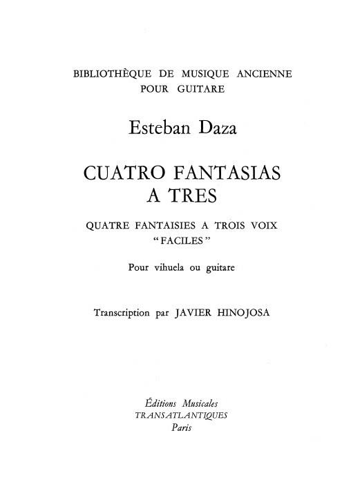 Esteban Daza: 4 Fantasias A Tres