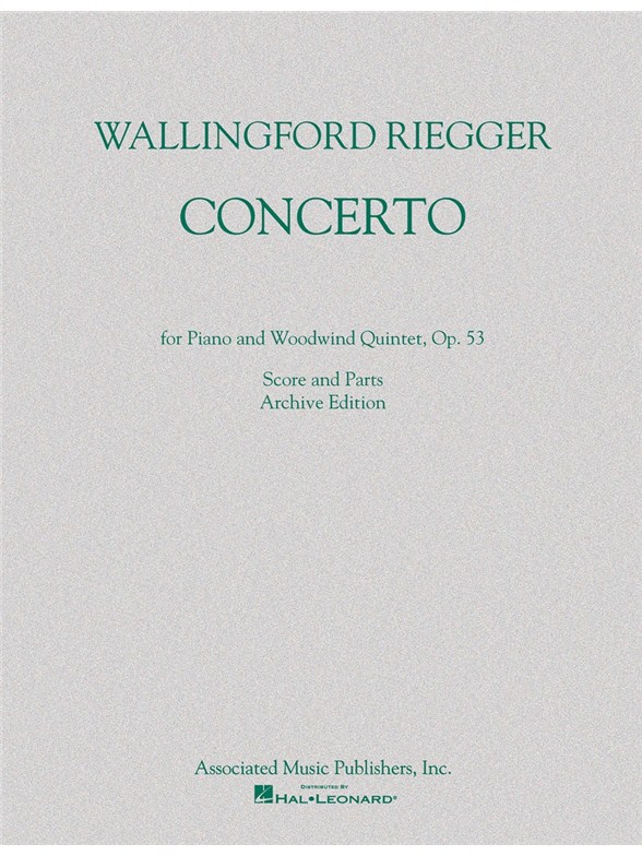 Wallingford Riegger: Concerto For Piano And WoodWind Quintet (Score/Parts)