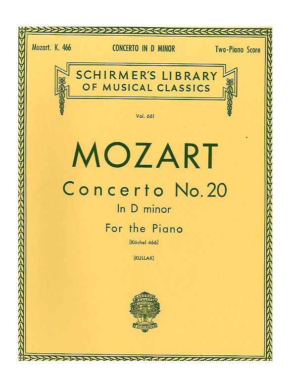 W.A. Mozart: Piano Concerto No. 20 In D Minor K.466 (2 Piano Score)