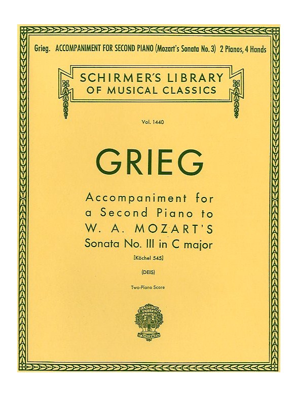 Edvard Grieg: Accompaniment For Second Piano To Mozart Sonata K.545