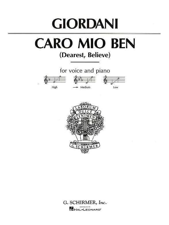 Giuseppe Giordani: Caro Mio Ben (Medium Voice)