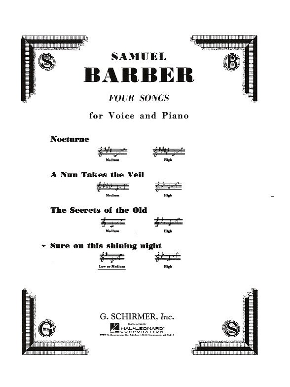 Samuel Barber: Sure On This Shining Night Op.13 No.3 (Low Voice)