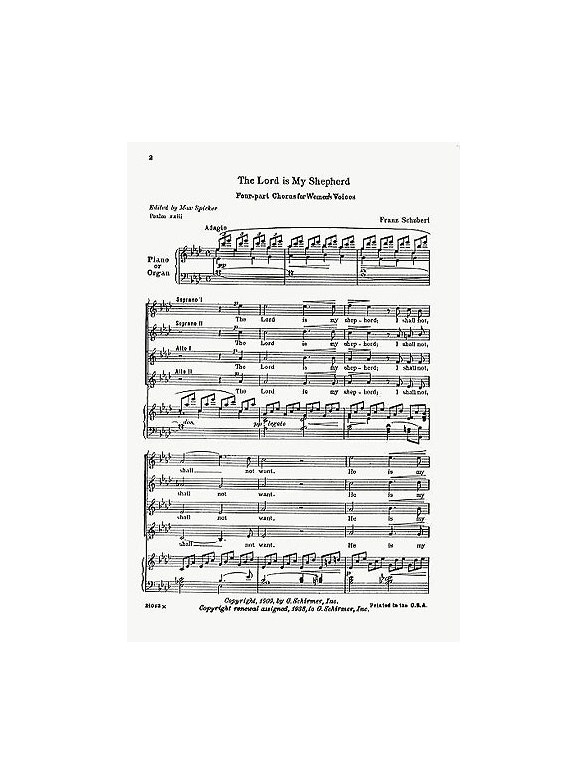 Franz Schubert: The Lord Is My Shepherd (SSAA)