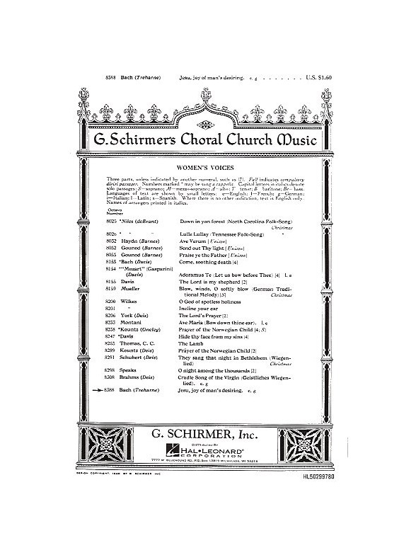 J.S. Bach: Jesu, Joy Of Man's Desiring (SSA)