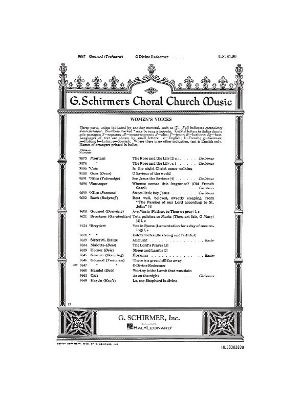 Charles Gounod: O Divine Redeemer (SSA)