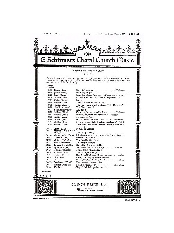 J.S. Bach: Jesu, Joy Of Man's Desiring (SAB)