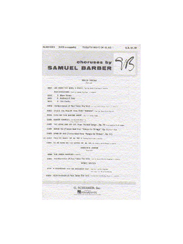 Samuel Barber: Twelfth Night Op. 42 No. 1 (SATB)