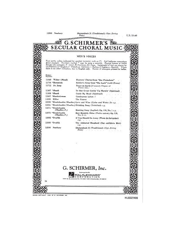 Shenandoah (arr. Kent A. Newbury) - TTBB