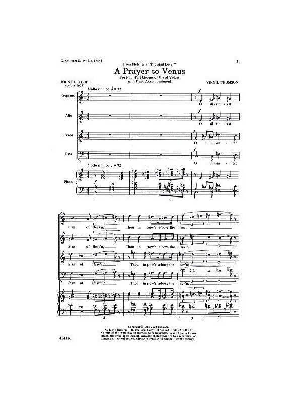 Virgil Thomson: Prayer To Venus