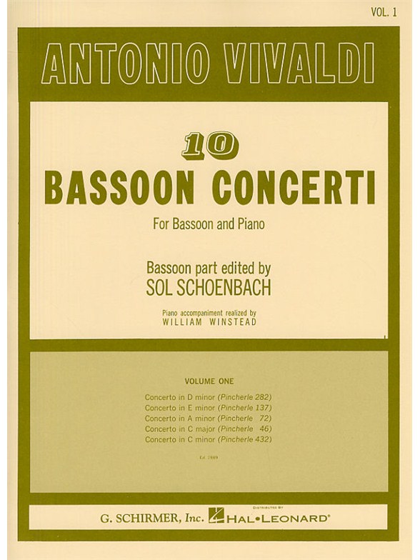 Antonio Vivaldi: 10 Bassoon Concerti For Bassoon And Piano Volume 1