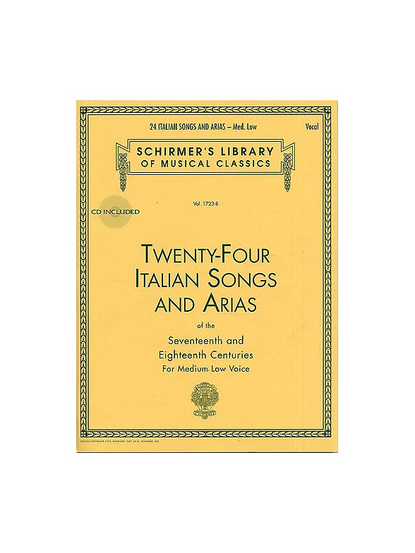 Twenty-Four Italian Songs And Arias Of The 17th And 18th Centuries - Medium Low Voice (Book/CD)