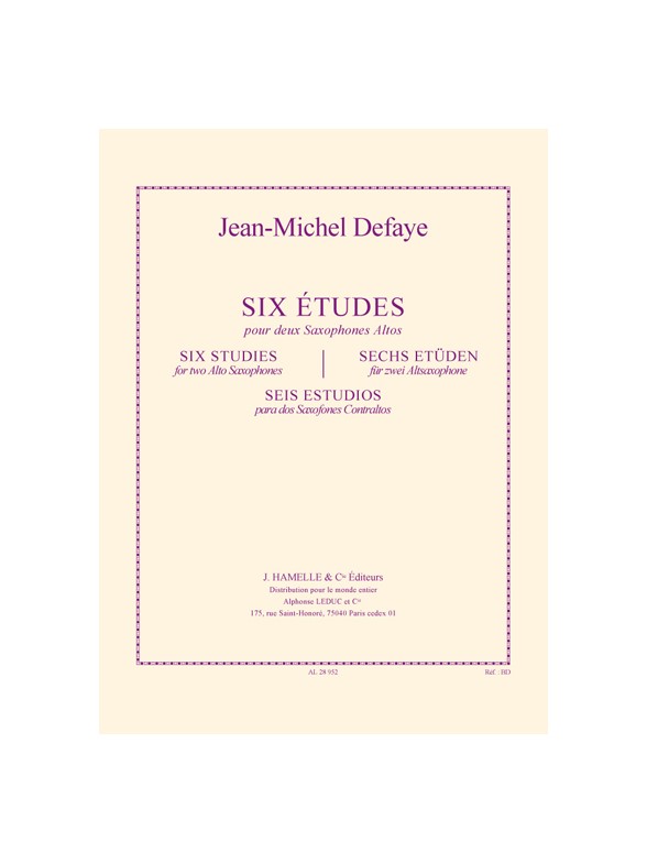 Defaye J.M. 6 Etudes 2 Alto Saxophones Book
