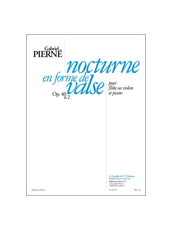 Pierne: Nocturne en forme de valse pour flûte ou violon et piano