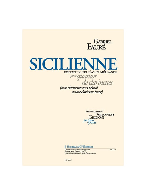 Sicilienne Arr Ghidoni Clarinet Quartet Sc/Pts