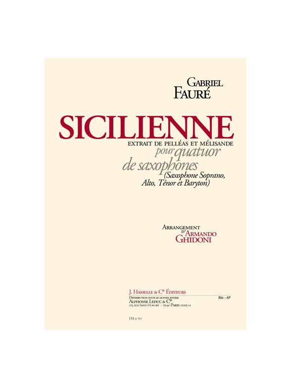 Sicilienne Arr Ghidoni Satb Sax Quartet Sc/Pts
