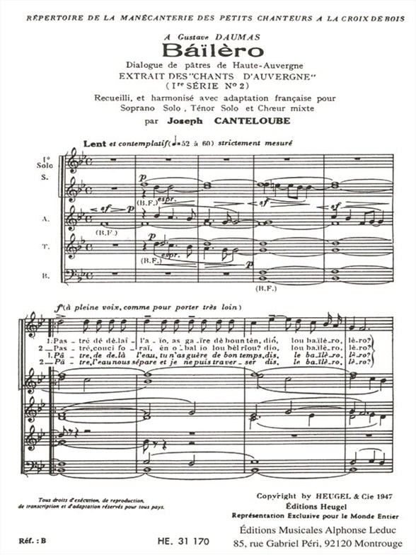 Joseph Canteloube: Baïlèro