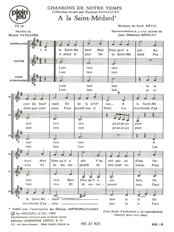 Revil Vaucaire Chansons De Notre Temps Pj59 A La St Medard 3 Part