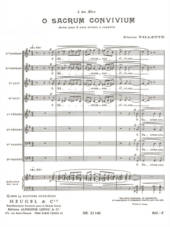 Pierre Villette: O Sacrum Convivium Op.27 (Choral-Mixed a cappella)