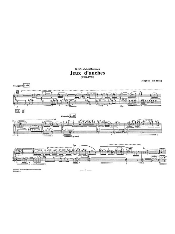 Magnus Lindberg: Jeux D'Anches